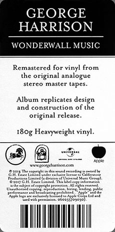 George Harrison - Wonderwall Music (Universal 0602557090307) – sticker